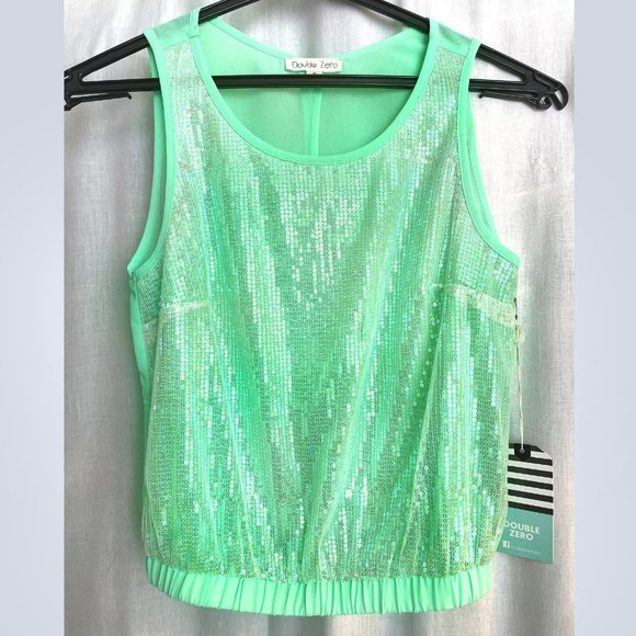 Light-green women's top. Sequin front. Elegant design. New with tag NWT Size S - Picture 1 of 3